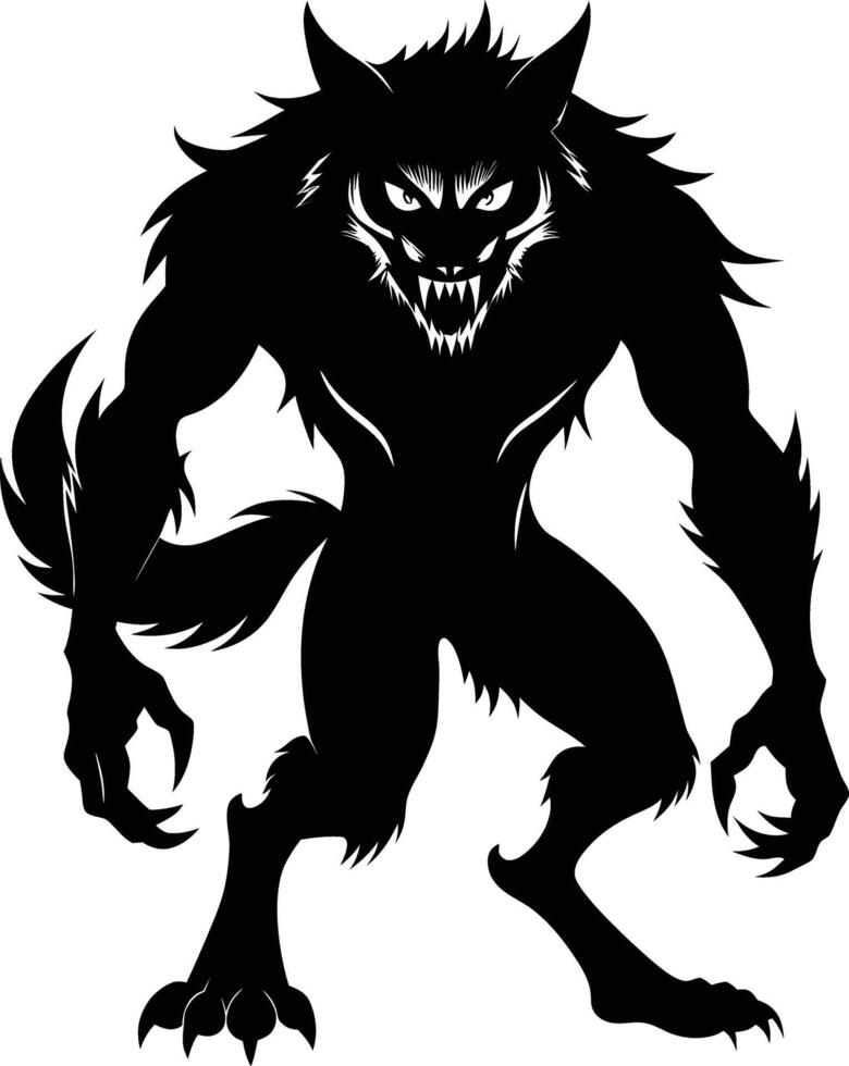 A black silhouette of a werewolf vector