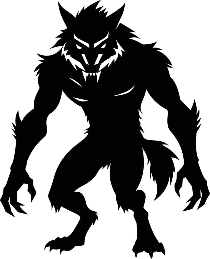 A black silhouette of a werewolf vector