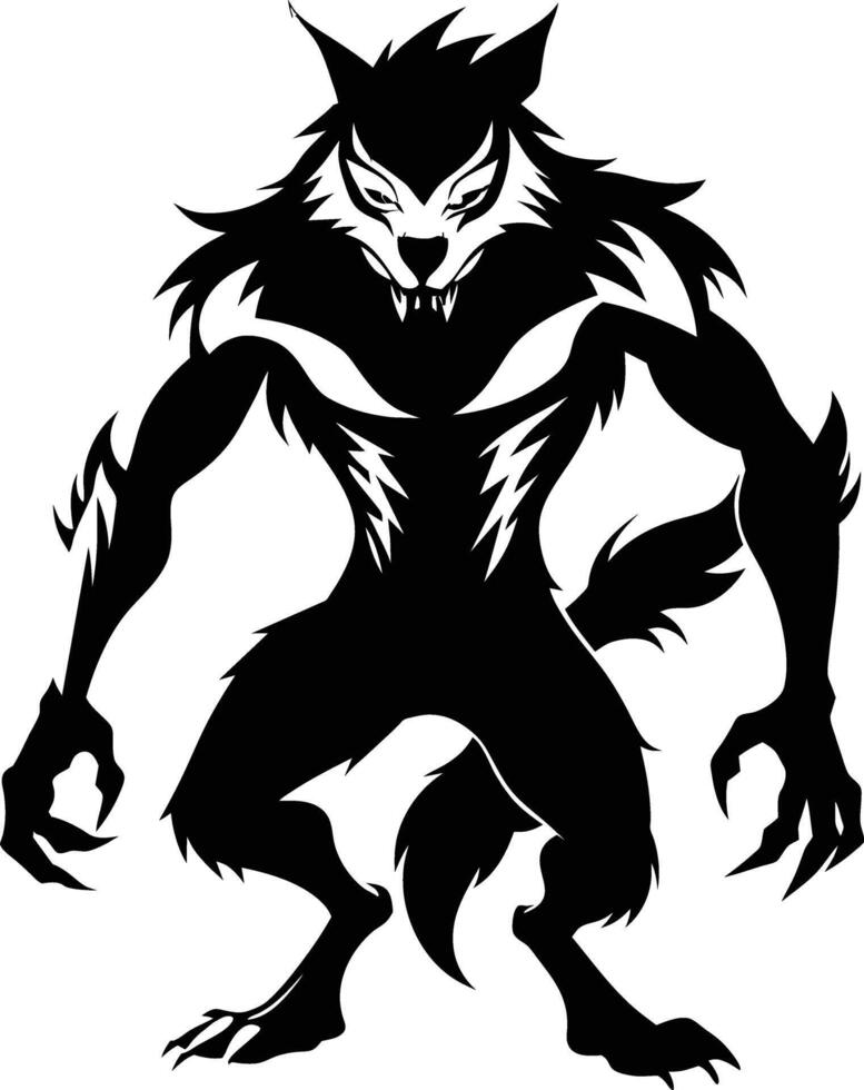 A black silhouette of a werewolf vector
