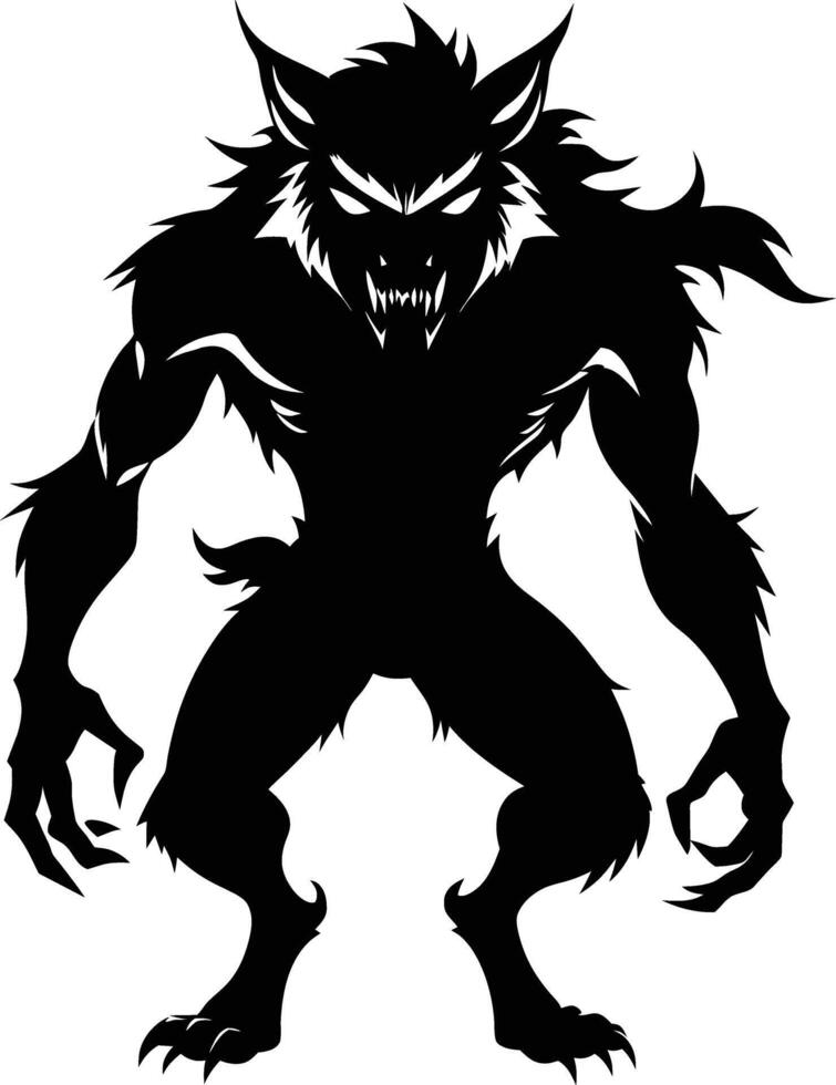 A black silhouette of a werewolf vector