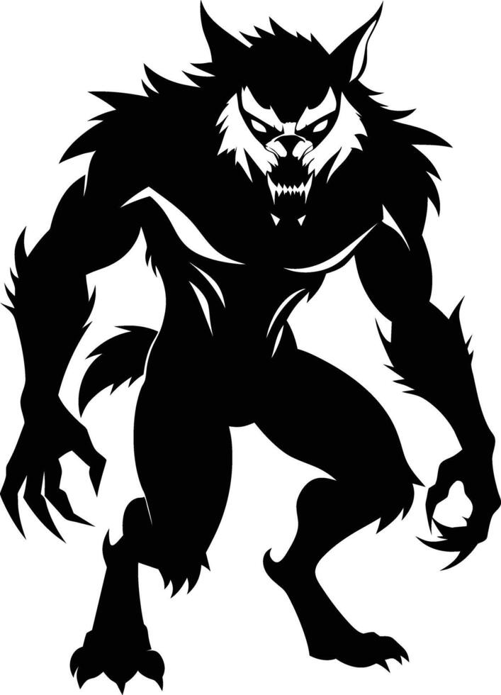 A black silhouette of a werewolf vector