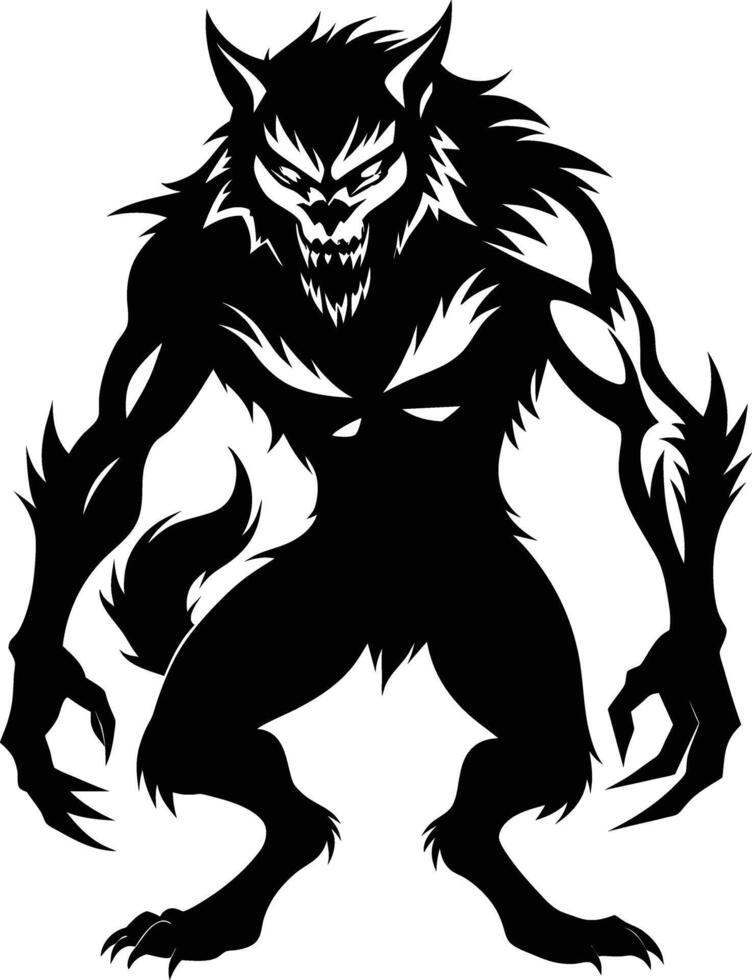 A black silhouette of a werewolf vector