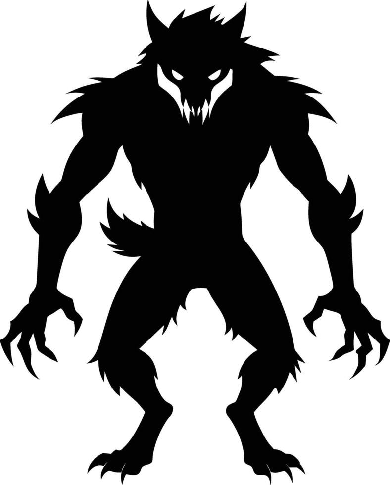 A black silhouette of a werewolf vector