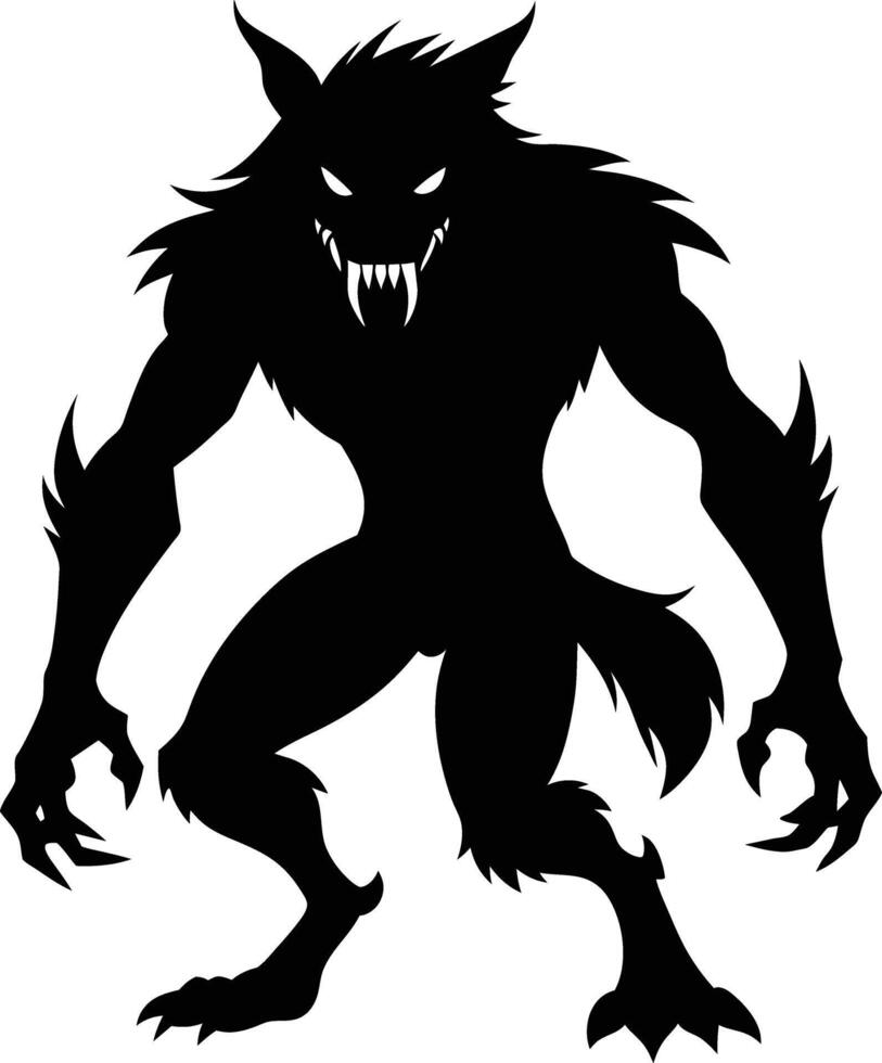 A black silhouette of a werewolf vector