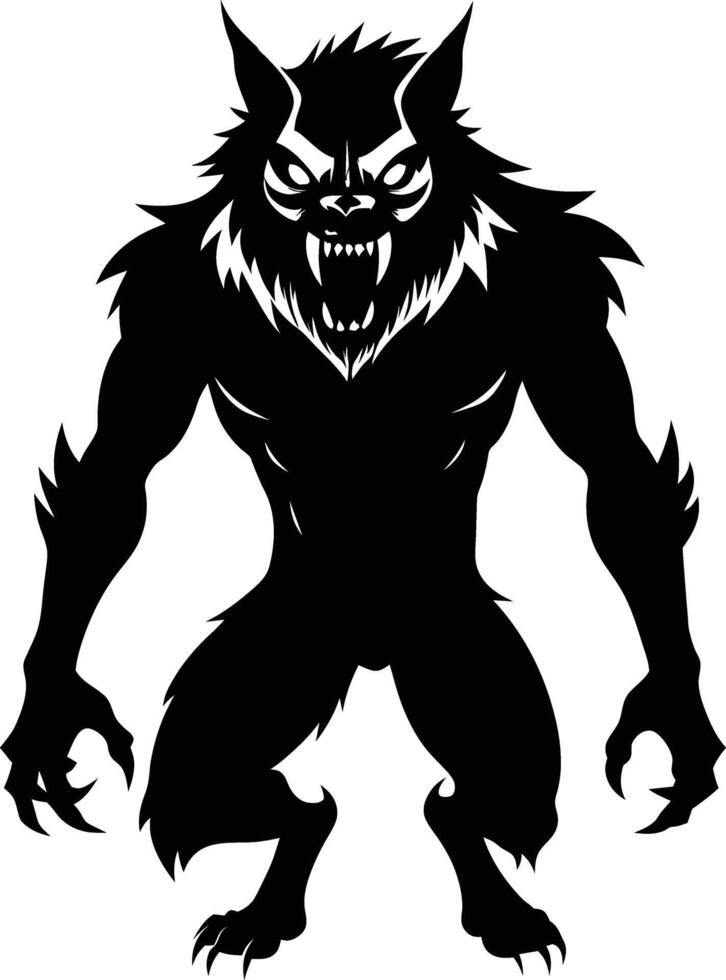 A black silhouette of a werewolf vector