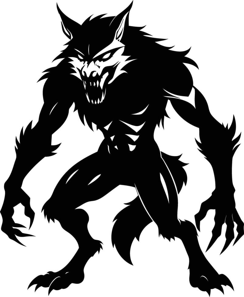 A black silhouette of a werewolf vector
