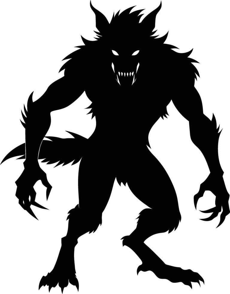 A black silhouette of a werewolf vector