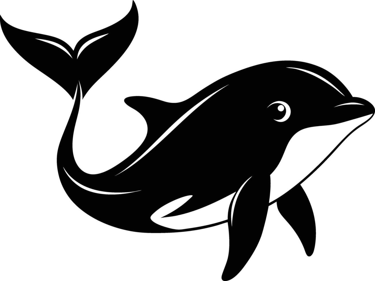 A black and white dolphin silhouette on a white background vector