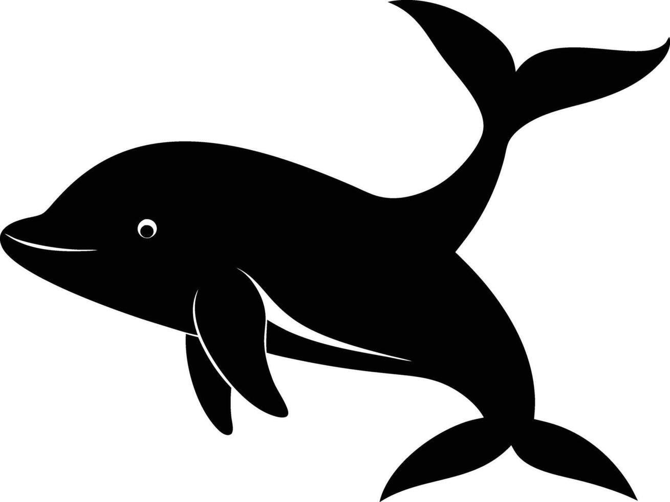 A black and white dolphin silhouette on a white background vector