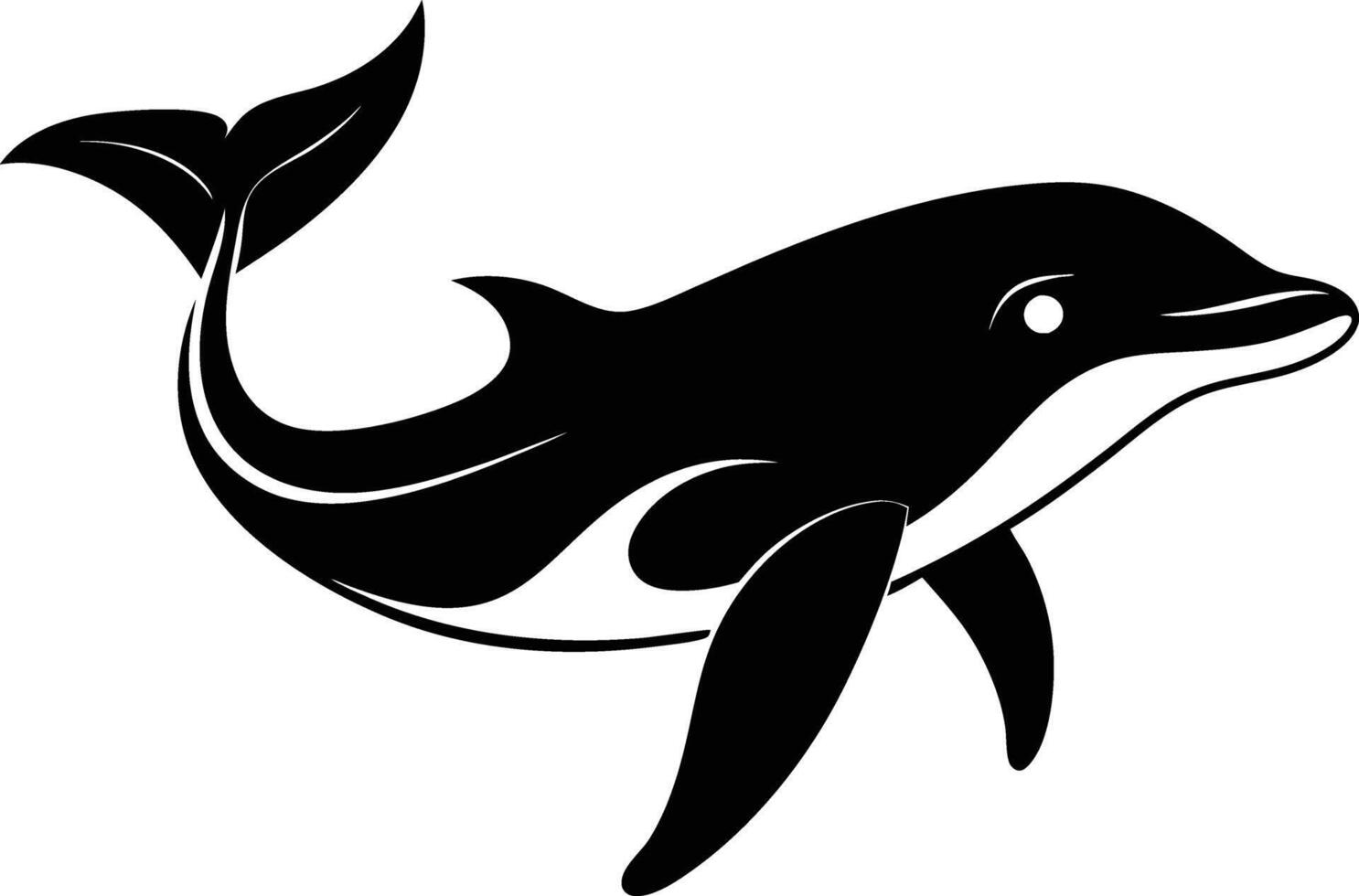 A black and white dolphin silhouette on a white background vector