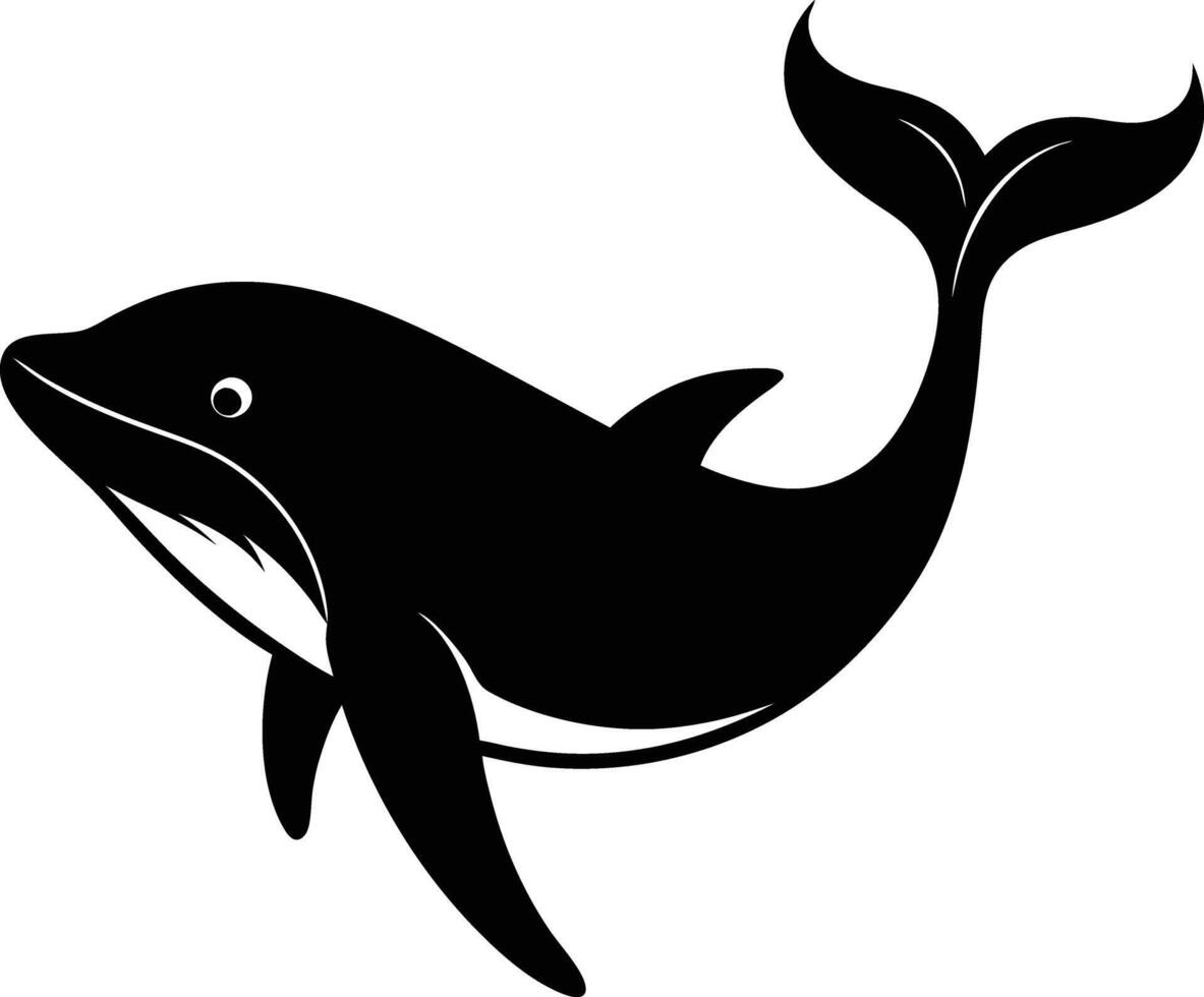 A black and white dolphin silhouette on a white background vector