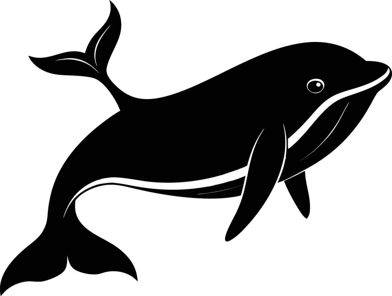 A black and white dolphin silhouette on a white background vector