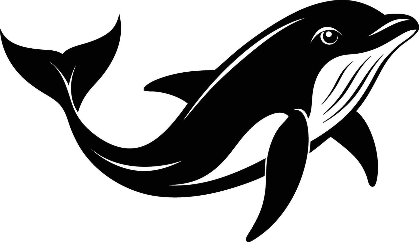 A black and white dolphin silhouette on a white background vector