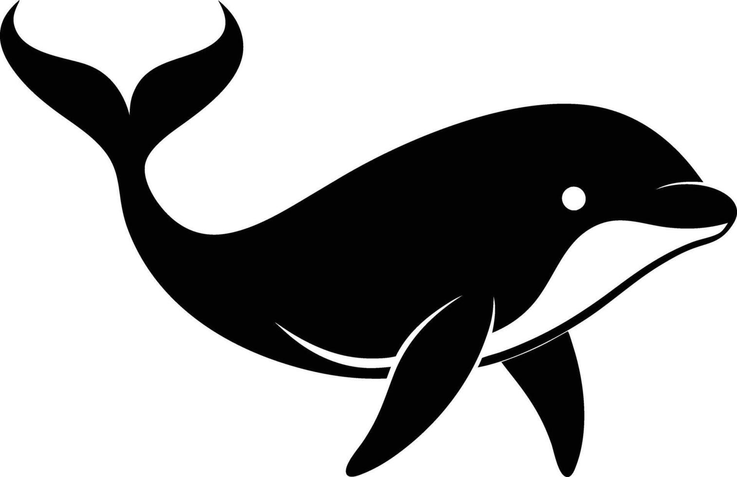 A black and white dolphin silhouette on a white background vector