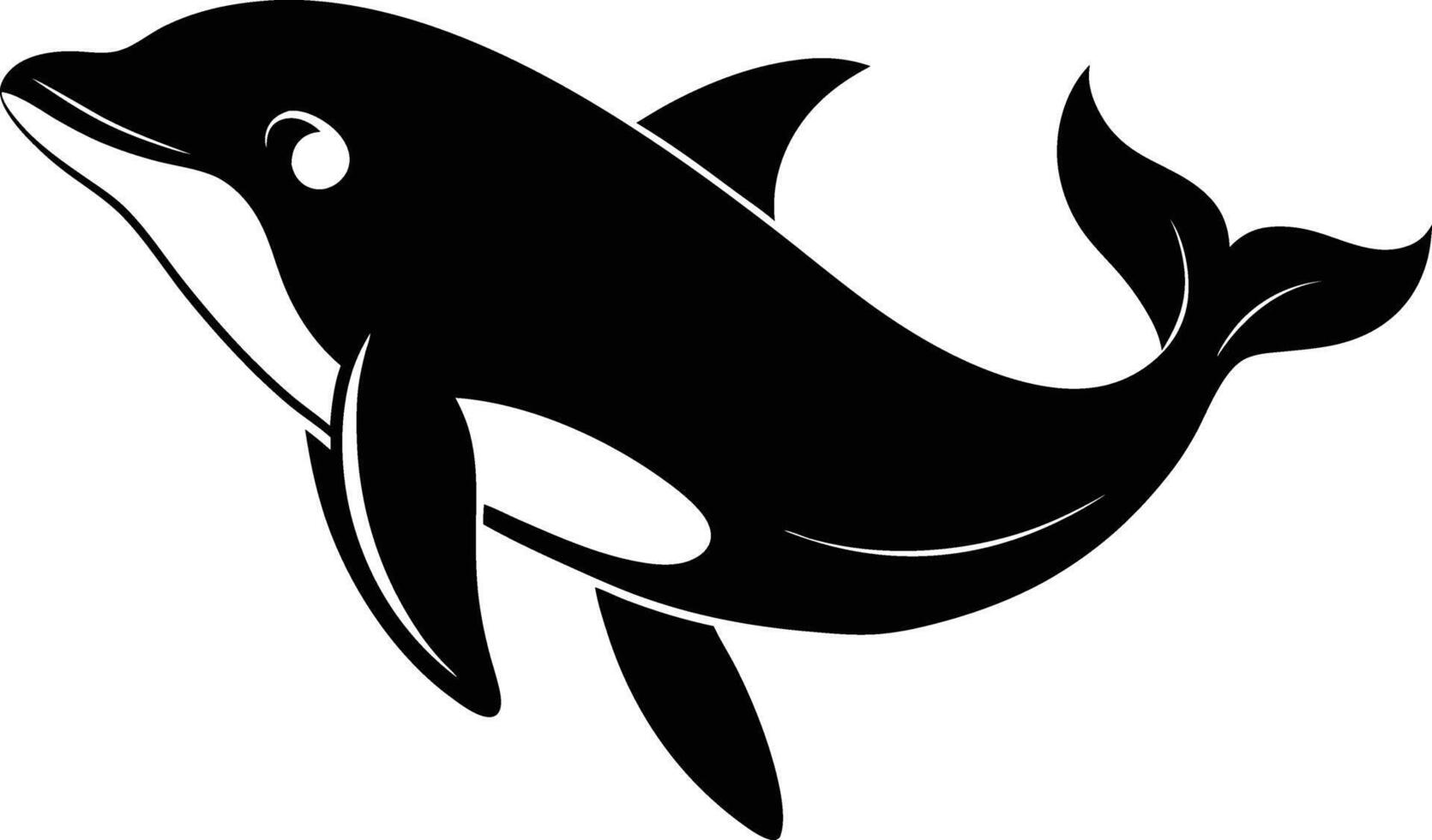 A black and white dolphin silhouette on a white background vector