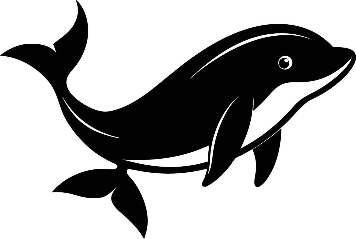 A black and white dolphin silhouette on a white background vector