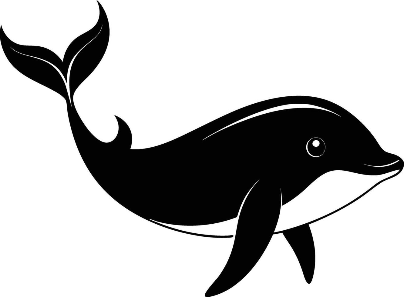A black and white dolphin silhouette on a white background vector