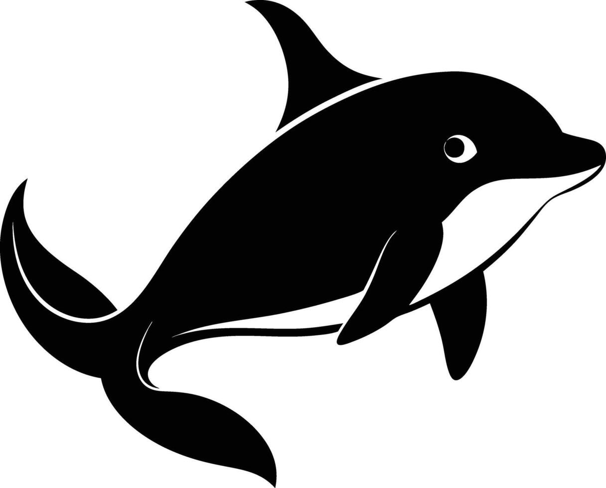 A black and white dolphin silhouette on a white background vector
