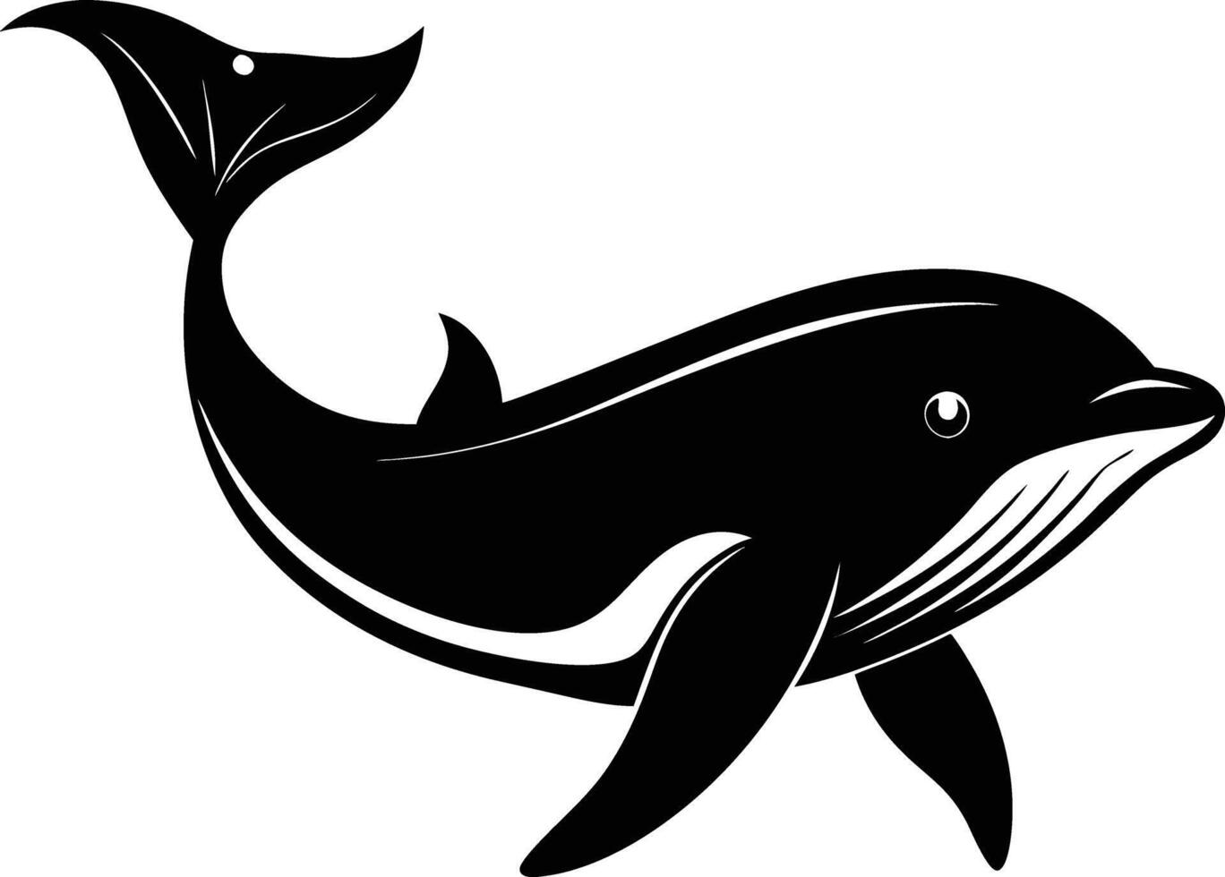 A black and white dolphin silhouette on a white background vector