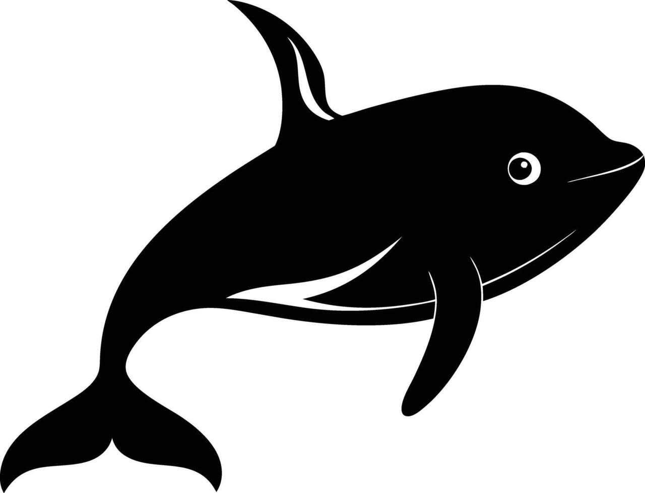A black and white dolphin silhouette on a white background vector