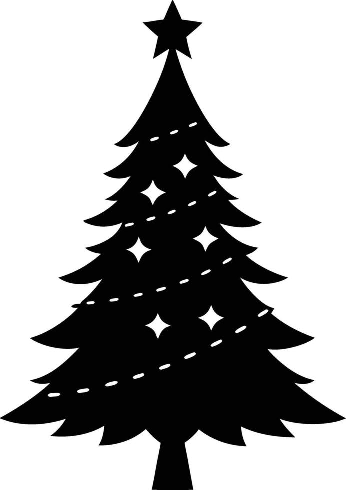 A clip art silhouette of a christmas tree vector