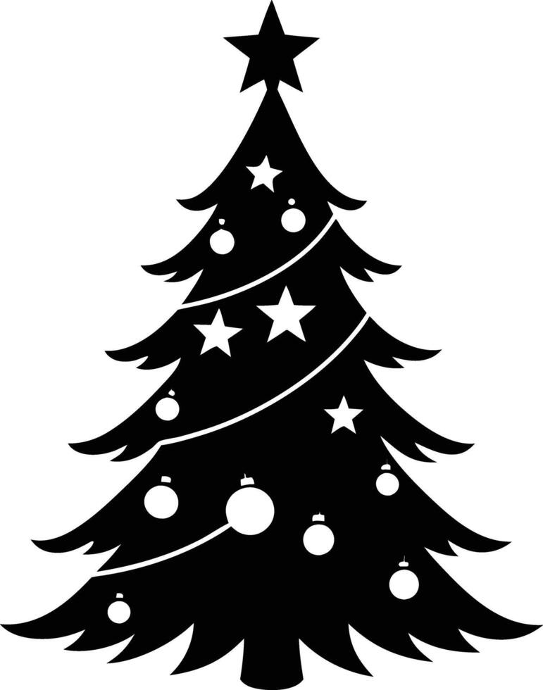 A clip art silhouette of a christmas tree vector