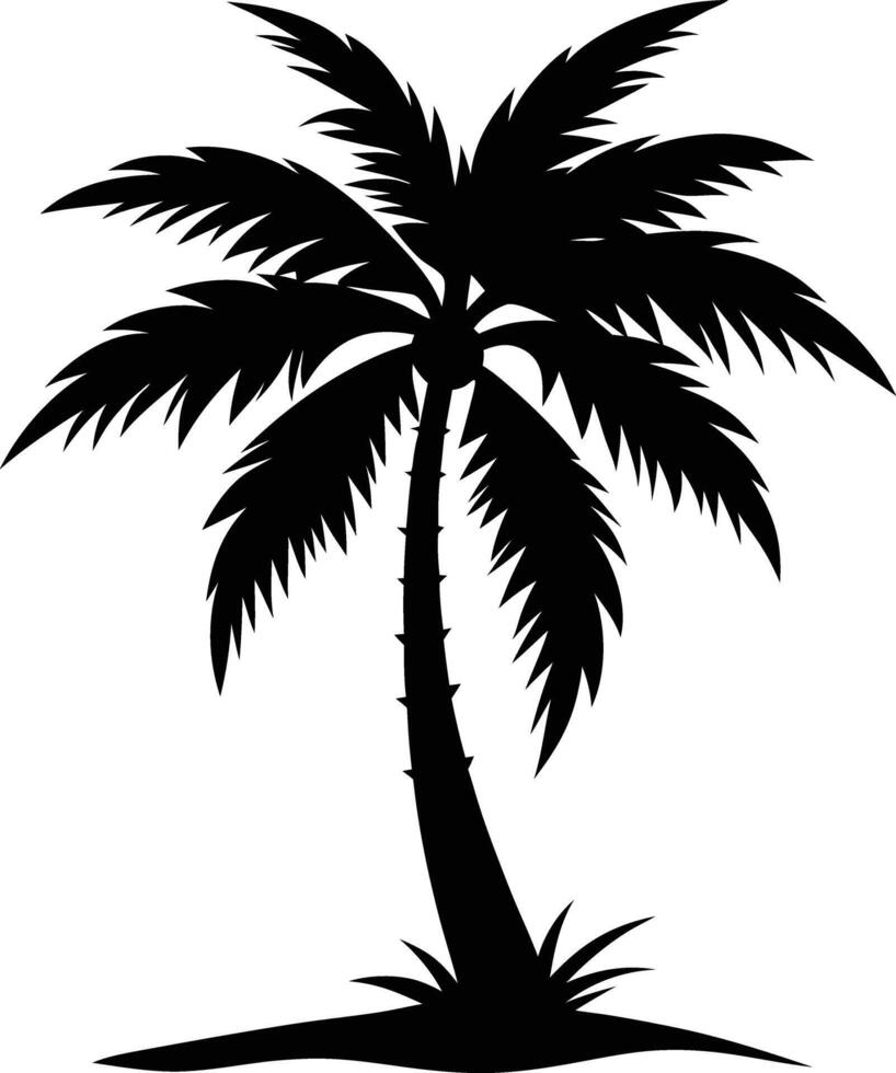 A palm tree silhouette on white background vector