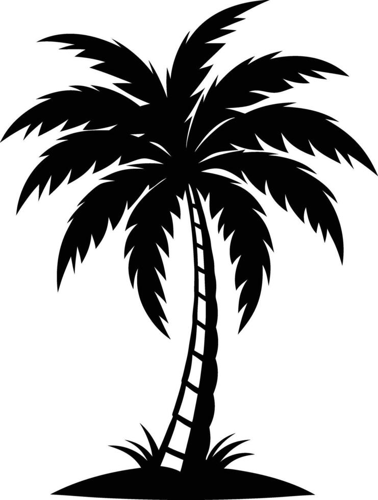 A palm tree silhouette on white background vector