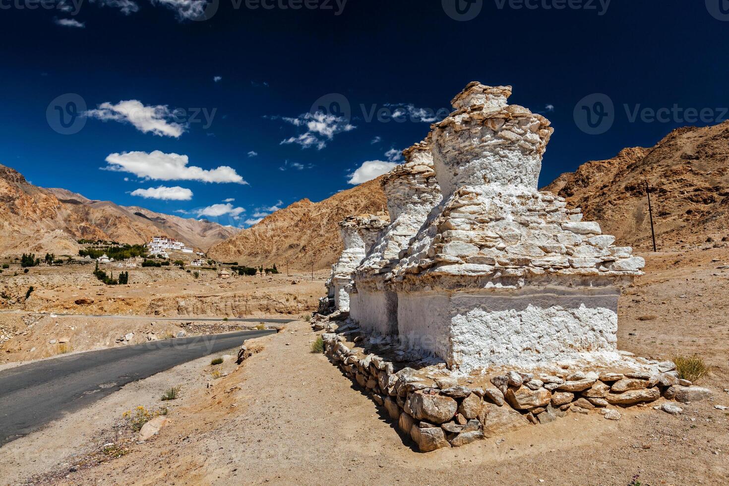 Likir Gompa Tibetan Buddhist monastery in Himalayas photo
