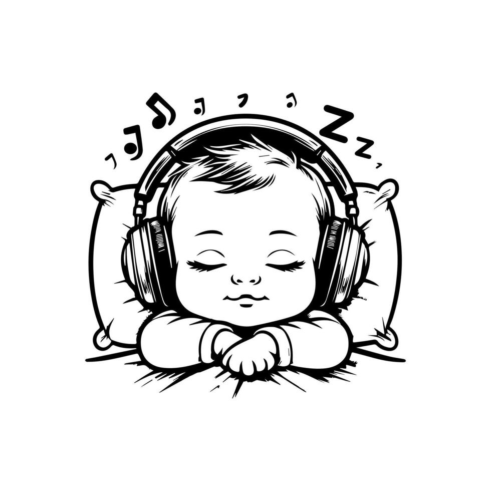cartoon sketch design of a cute baby sleeping. Design illustration vector