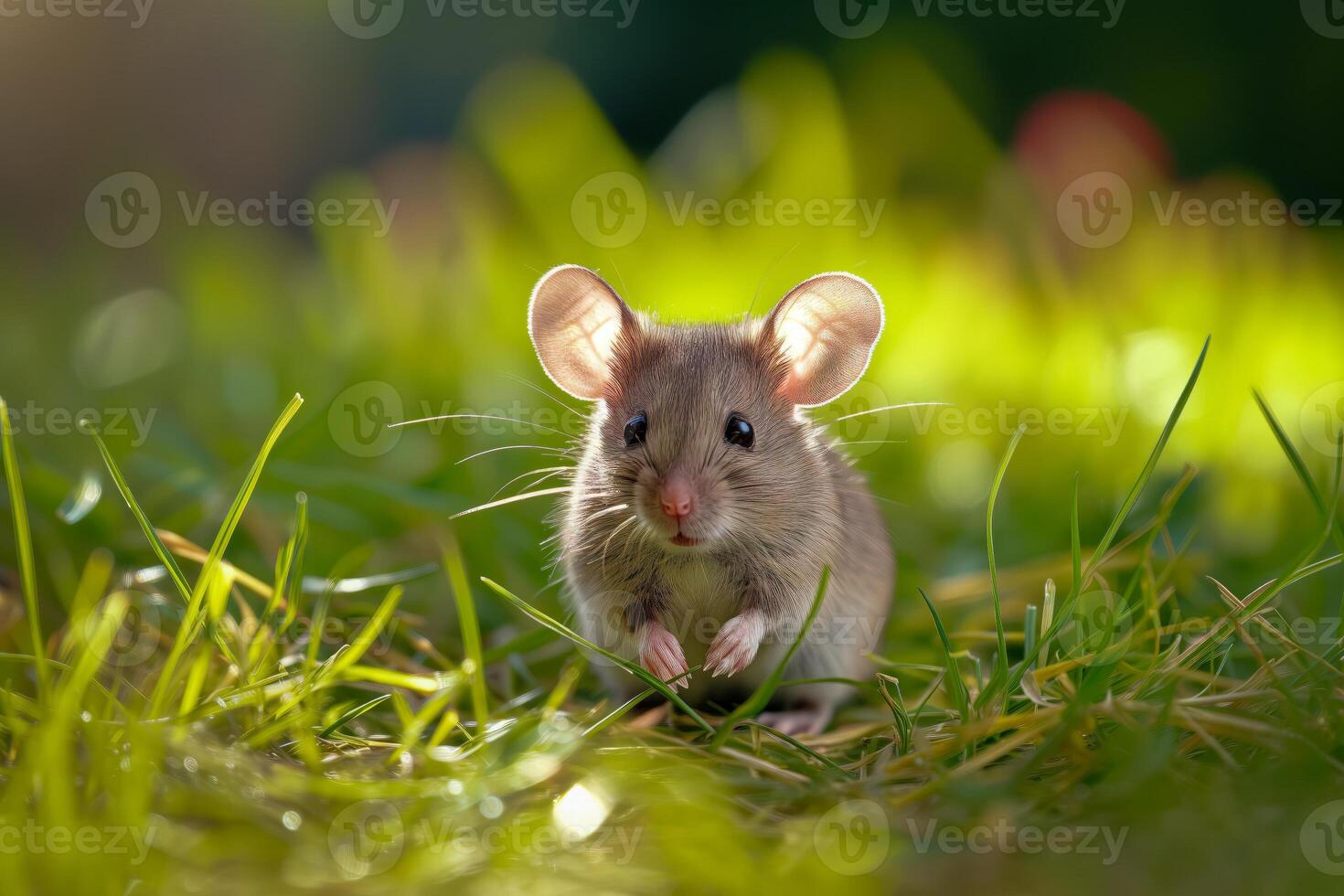 Mouse in Lush Green Grass photo