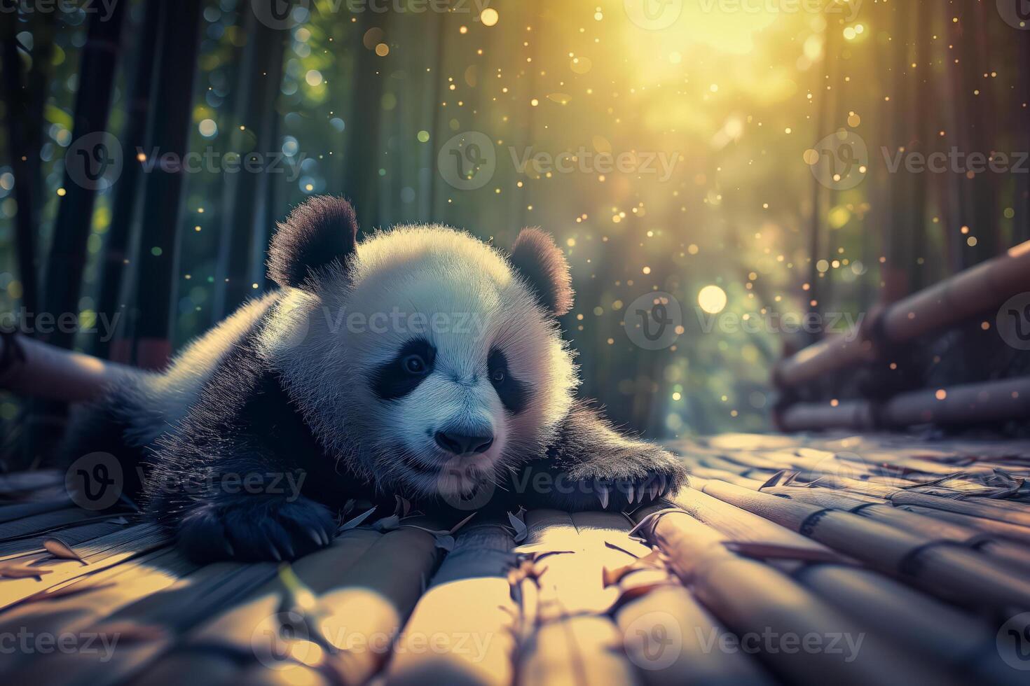 Adorable Panda Cub in a Bamboo Grove photo