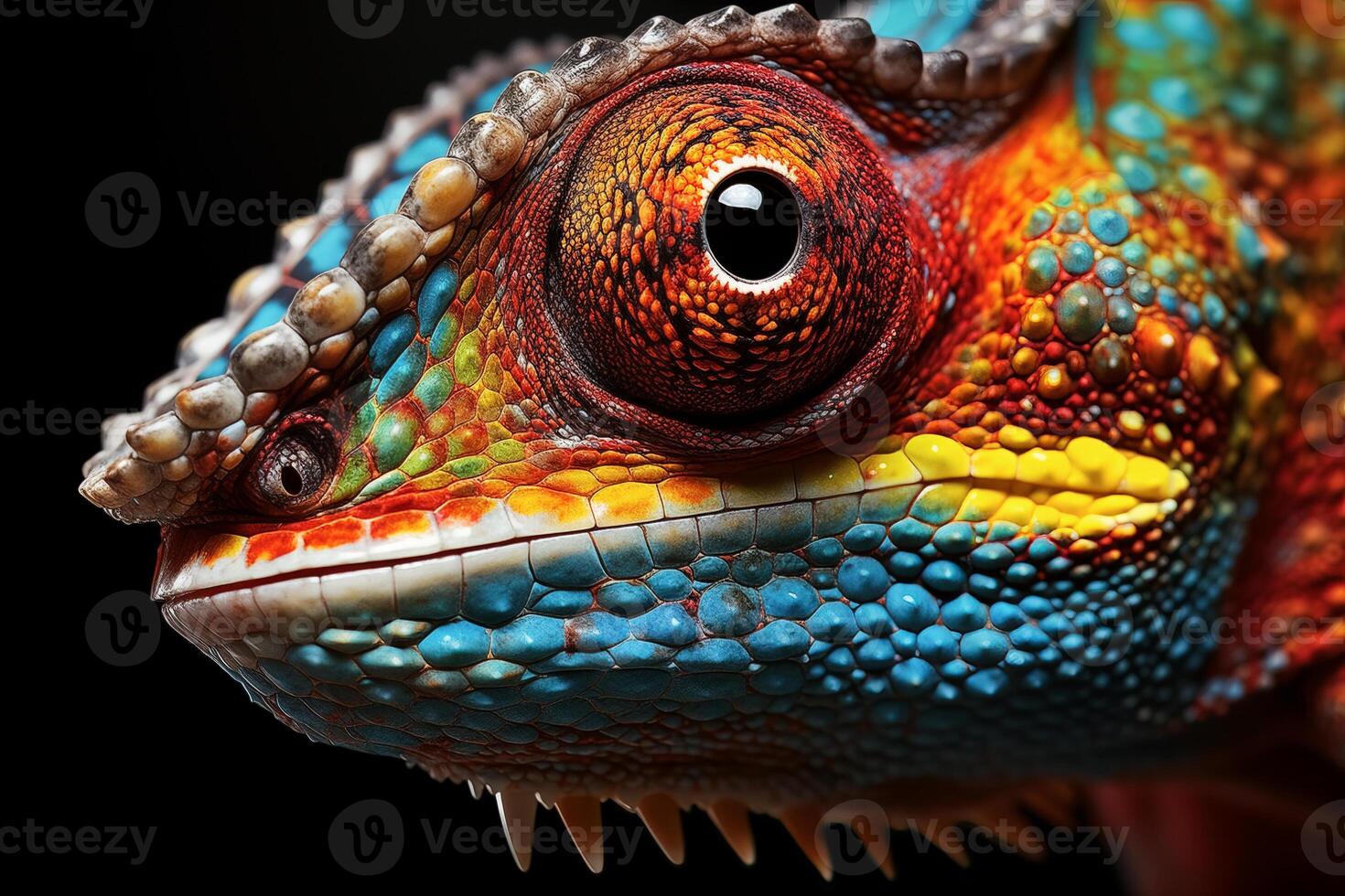 Vibrant Close-Up of a Colorful Chameleon photo