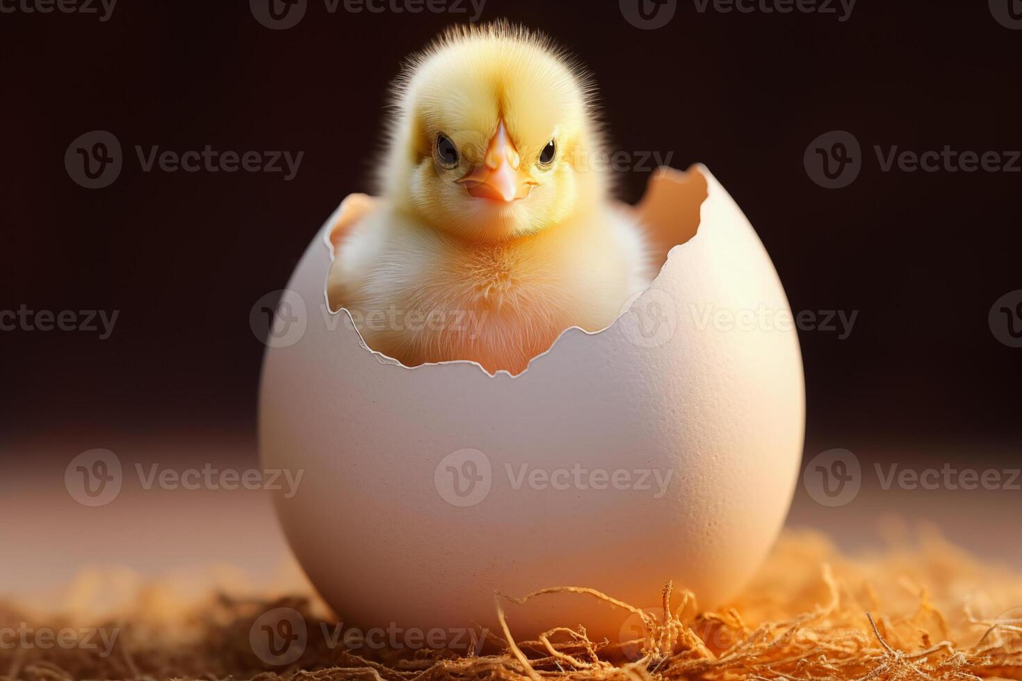 Newborn Chick Emerging from Eggshell photo