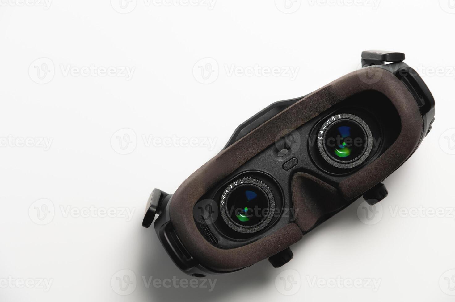 Virtual reality glasses for FPV drone pilots with antennas, controlling an unmanned aerial vehicle or quadcopter photo