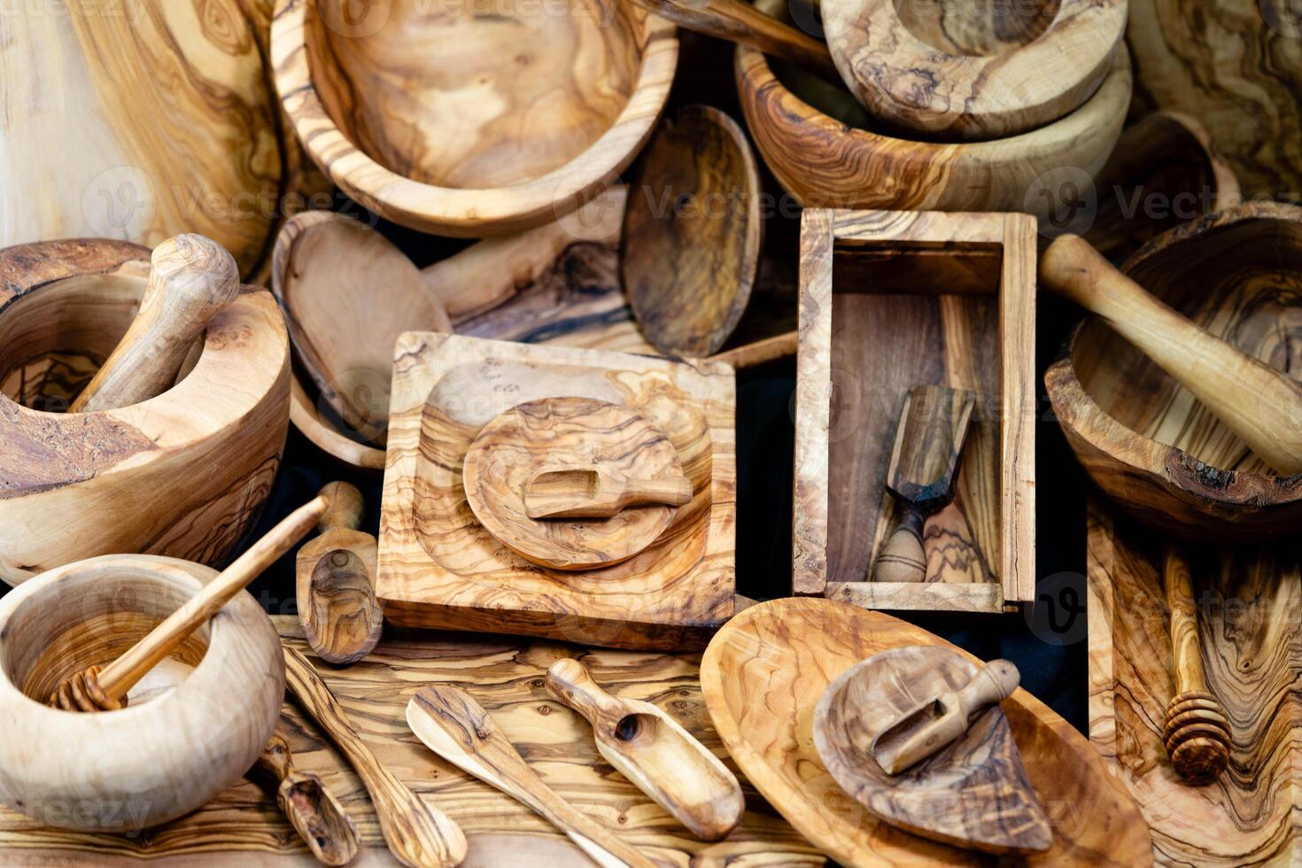 Kitchen Hardware made of olive wood photo