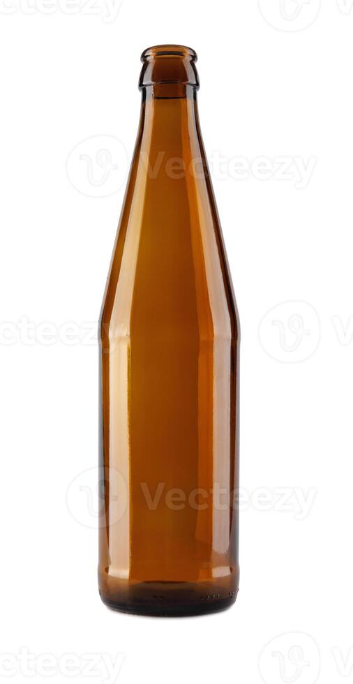empty beer bottle made of brown glass, isolated on a white background photo