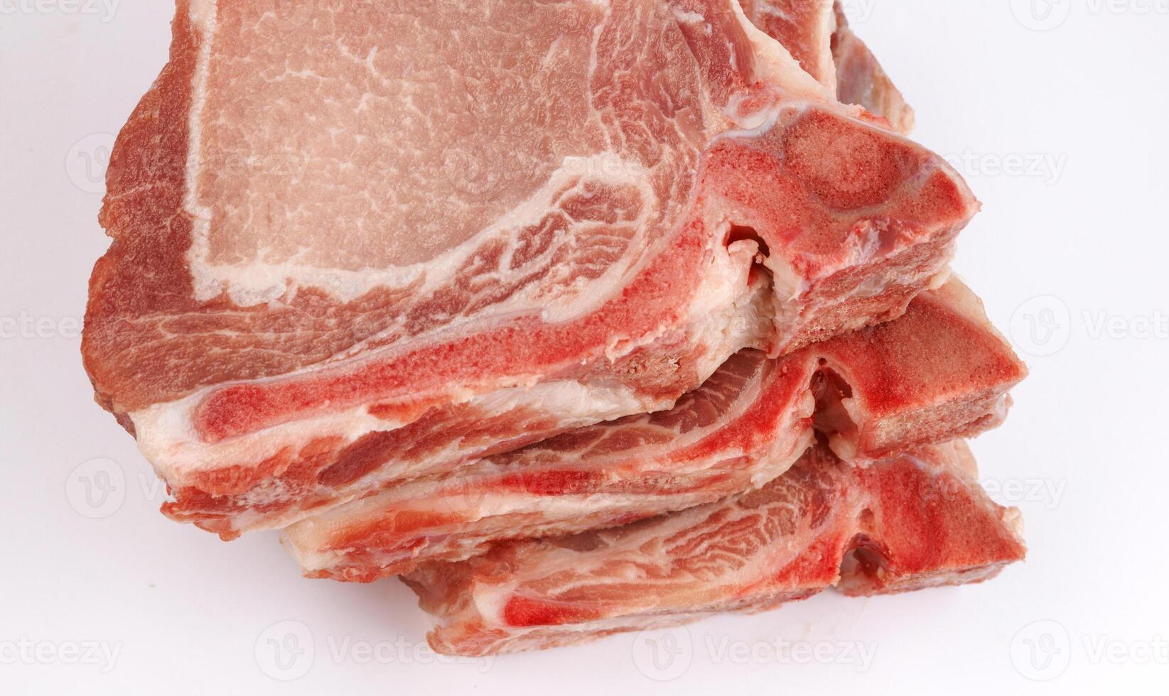 Pork entrecotes on a white background. Pork . photo