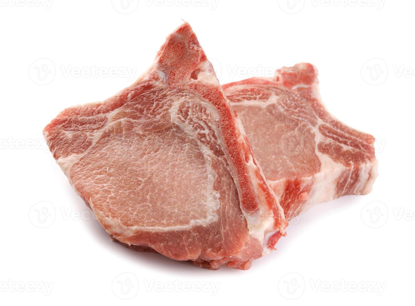 Two pork entrecote isolated on a white background. photo