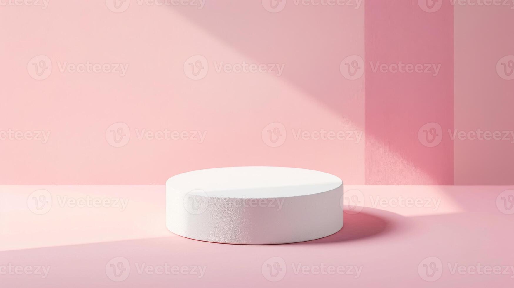 A white round object placed on top of a pink floor. photo