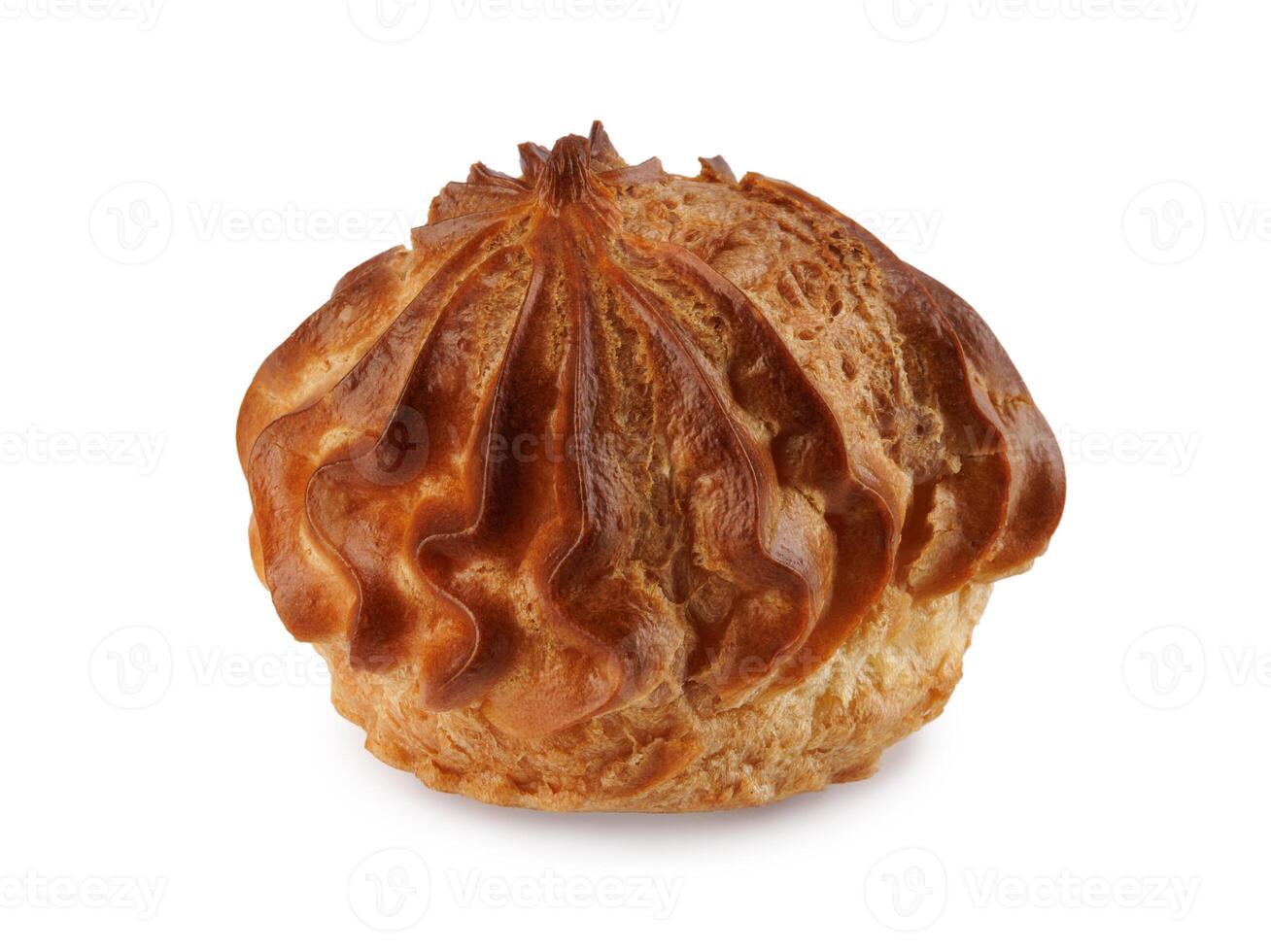 Single profiterole isolated on a white background. Mini eclair on white. photo