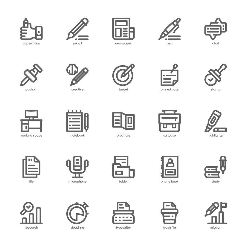 Copywriting icon pack for your website, mobile, presentation, and logo design. Copywriting icon outline design. graphics illustration and editable stroke. vector