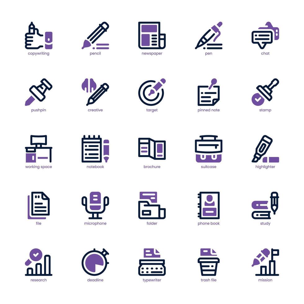 Copywriting icon pack for your website, mobile, presentation, and logo design. Copywriting icon dual tone design. graphics illustration and editable stroke. vector