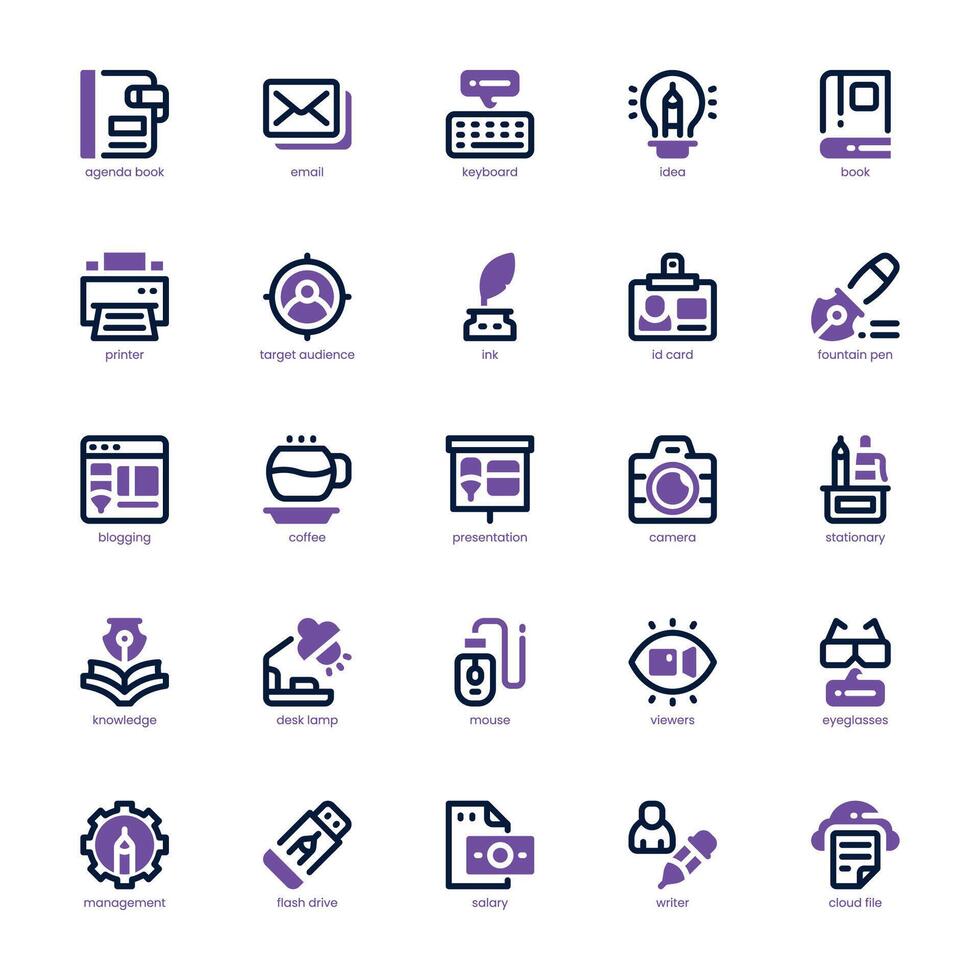 Copywriting icon pack for your website, mobile, presentation, and logo design. Copywriting icon dual tone design. graphics illustration and editable stroke. vector