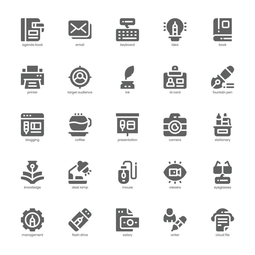 Copywriting icon pack for your website, mobile, presentation, and logo design. Copywriting icon glyph design. graphics illustration and editable stroke. vector