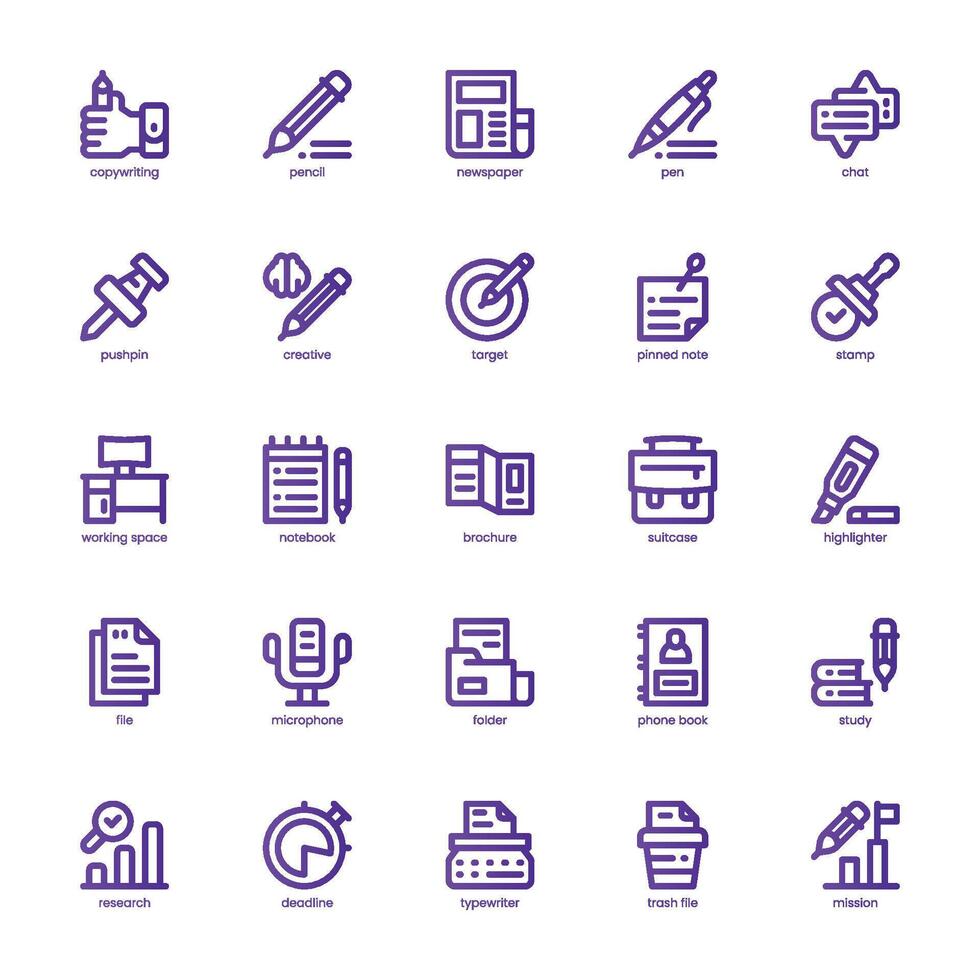 Copywriting icon pack for your website, mobile, presentation, and logo design. Copywriting icon basic line gradient design. graphics illustration and editable stroke. vector