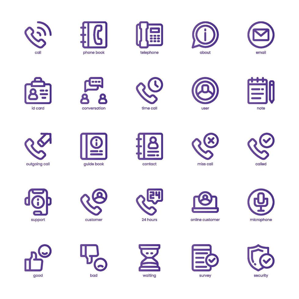 Call Center Service icon pack for your website, mobile, presentation, and logo design. Call Center Service icon basic line gradient design. graphics illustration and editable stroke. vector