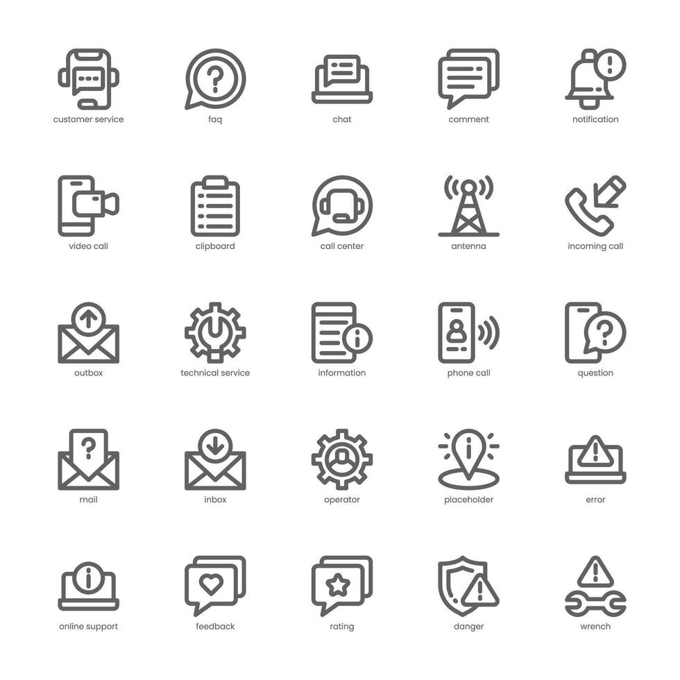 Call Center Service icon pack for your website, mobile, presentation, and logo design. Call Center Service icon outline design. graphics illustration and editable stroke. vector