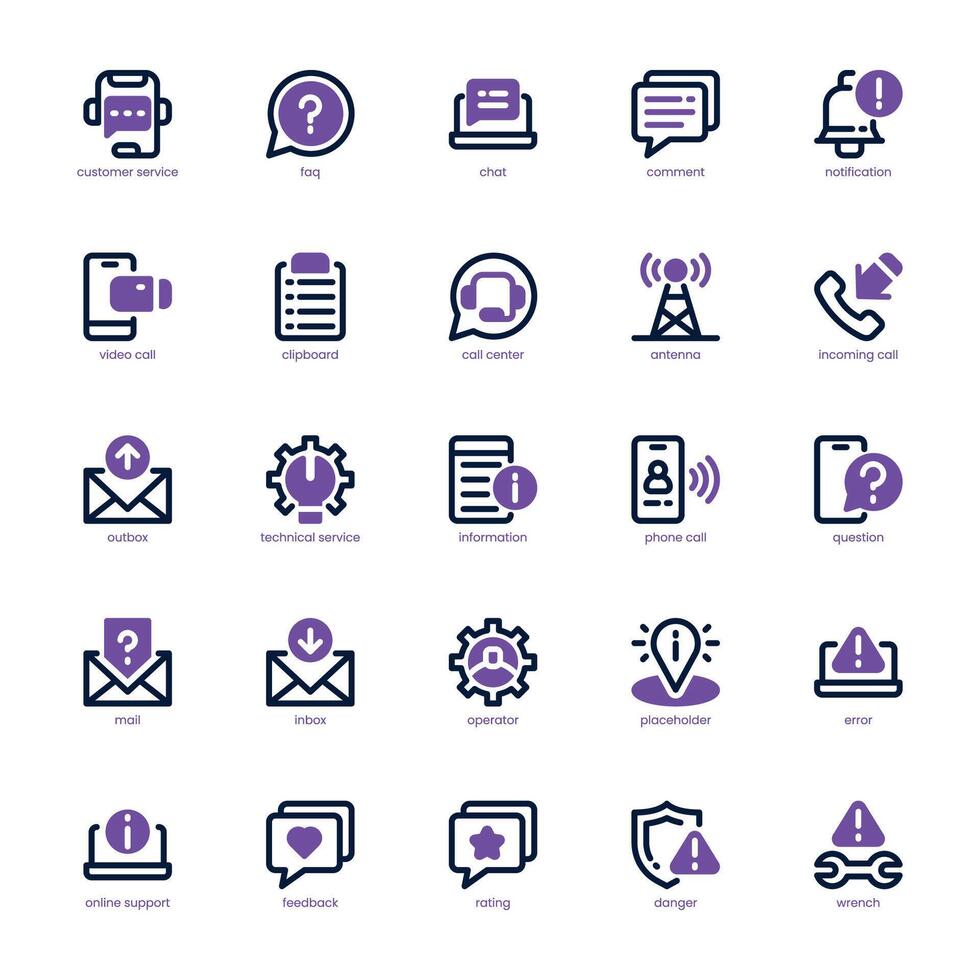 Call Center Service icon pack for your website, mobile, presentation, and logo design. Call Center Service icon dual tone design. graphics illustration and editable stroke. vector