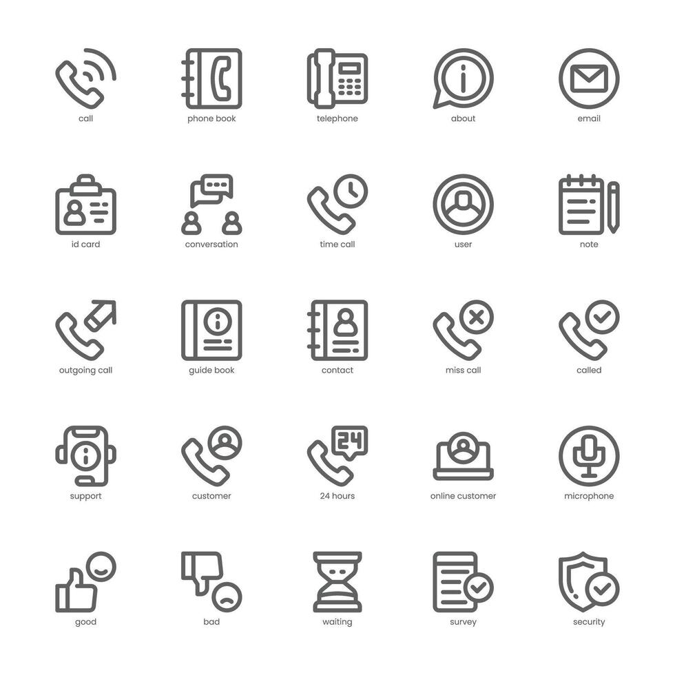 Call Center Service icon pack for your website, mobile, presentation, and logo design. Call Center Service icon outline design. graphics illustration and editable stroke. vector